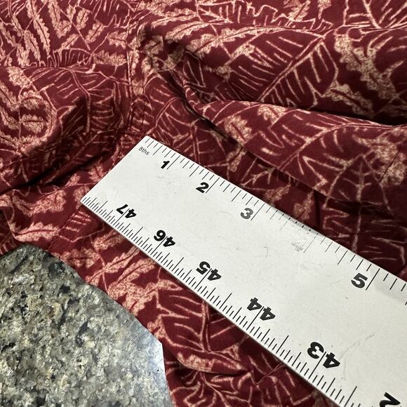 LL Bean Swim Trunks Mens L Burgundy Leaf Print Mesh Lined Quick Dry Shorts Beach - Picture 6 of 6